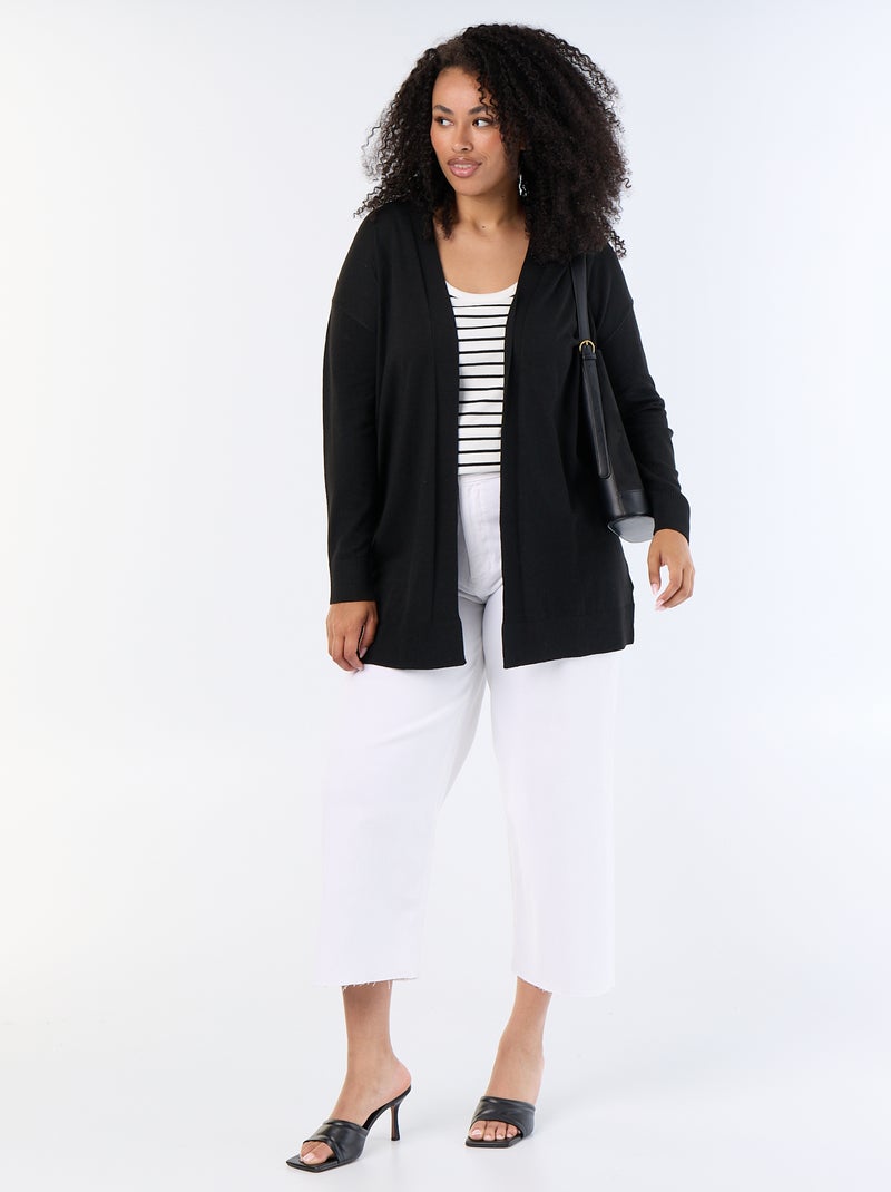 Cardigan lungo aperto a maglia fine Nero - Kiabi