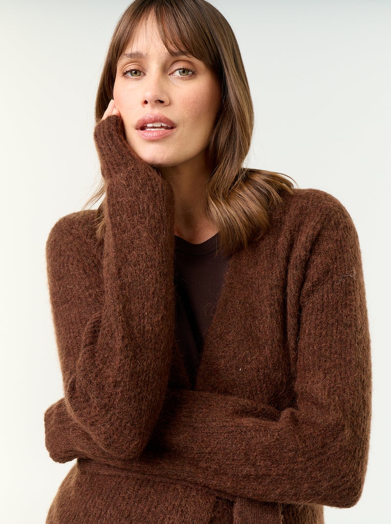 Cardigan lungo da maternità in misto mohair Marrone - Kiabi