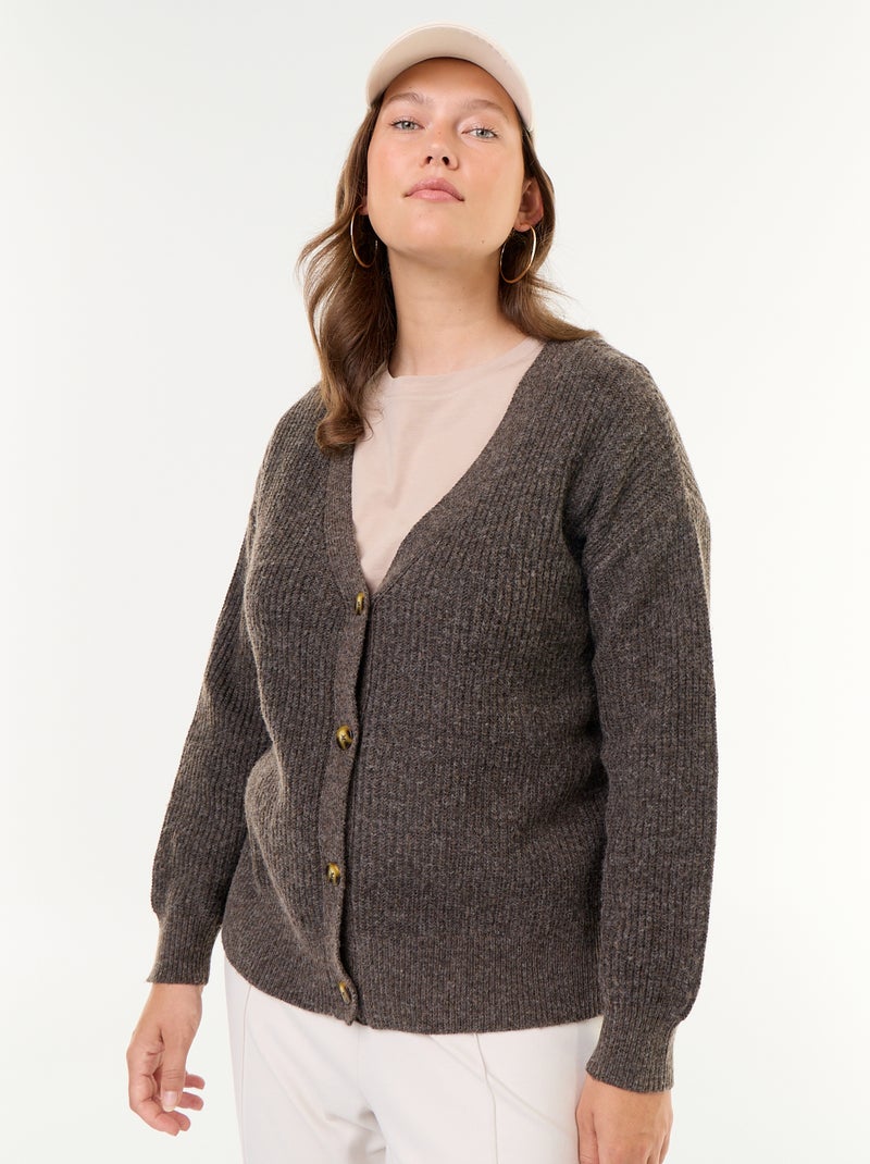 Cardigan mit V-Ausschnitt Marron - Kiabi