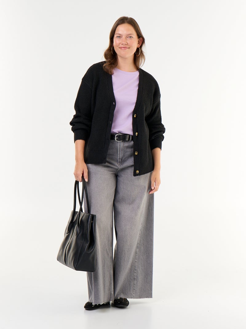 Cardigan mit V-Ausschnitt Noir - Kiabi