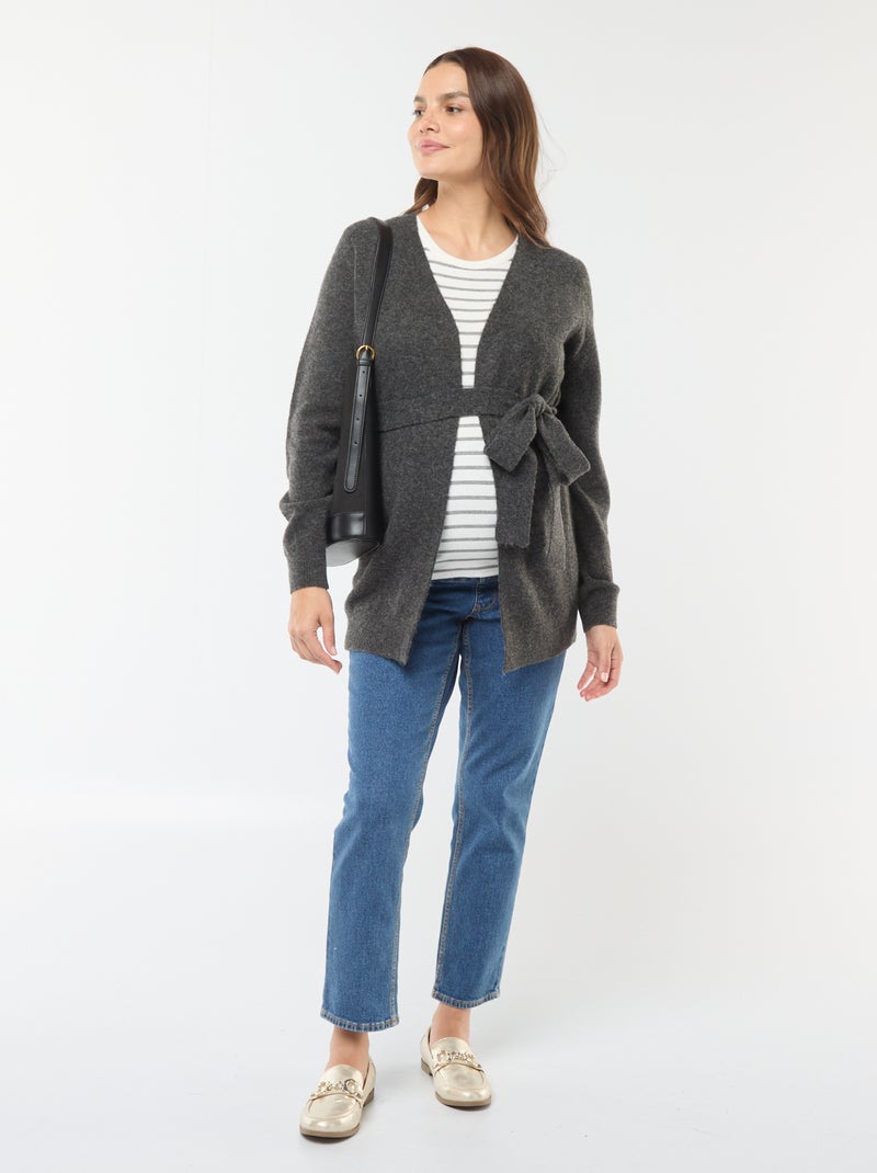 Cardigan premaman lungo e con cintura Grigio - Kiabi