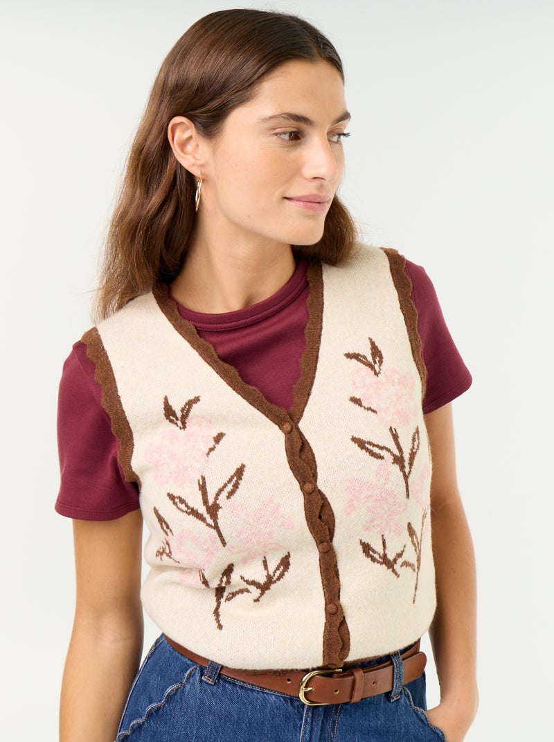 Cardigan scollo a V senza maniche Beige - Kiabi