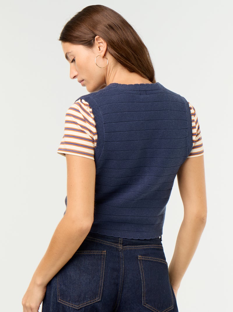 Cardigan scollo a V senza maniche Blu - Kiabi
