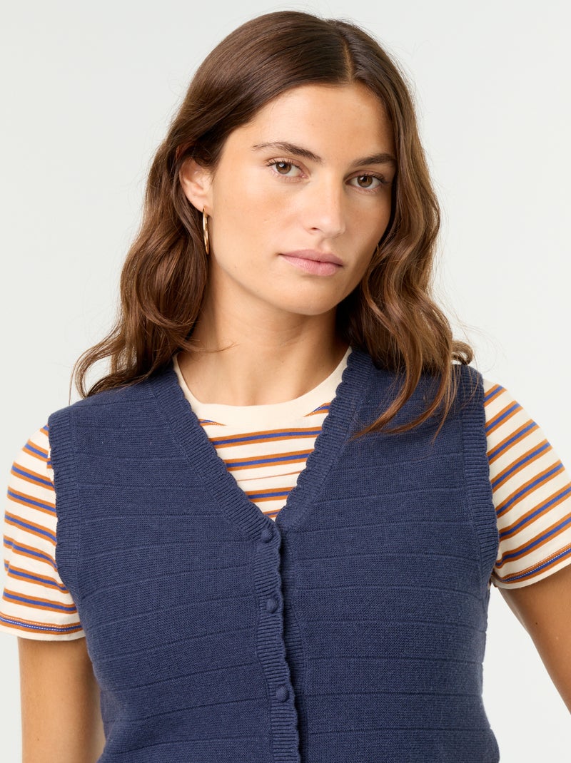 Cardigan scollo a V senza maniche Blu - Kiabi