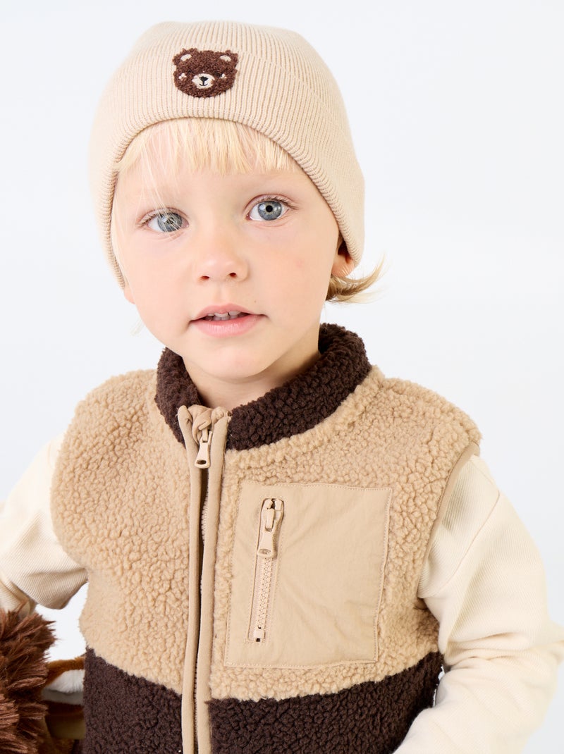 Cardigan smanicato effetto montone Marrone - Kiabi