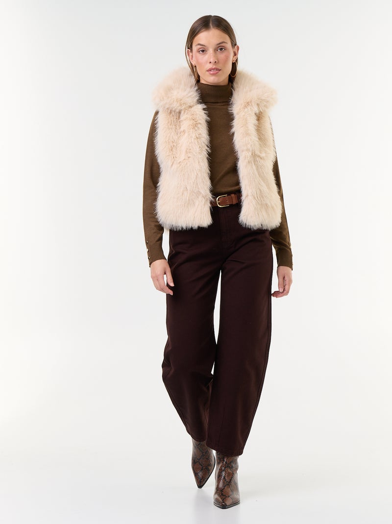 Cardigan smanicato in ecopelliccia Beige - Kiabi