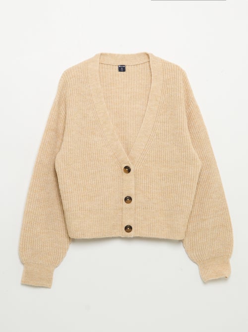 Cardigan tinta unita in maglia grossa facile da indossare - Kiabi