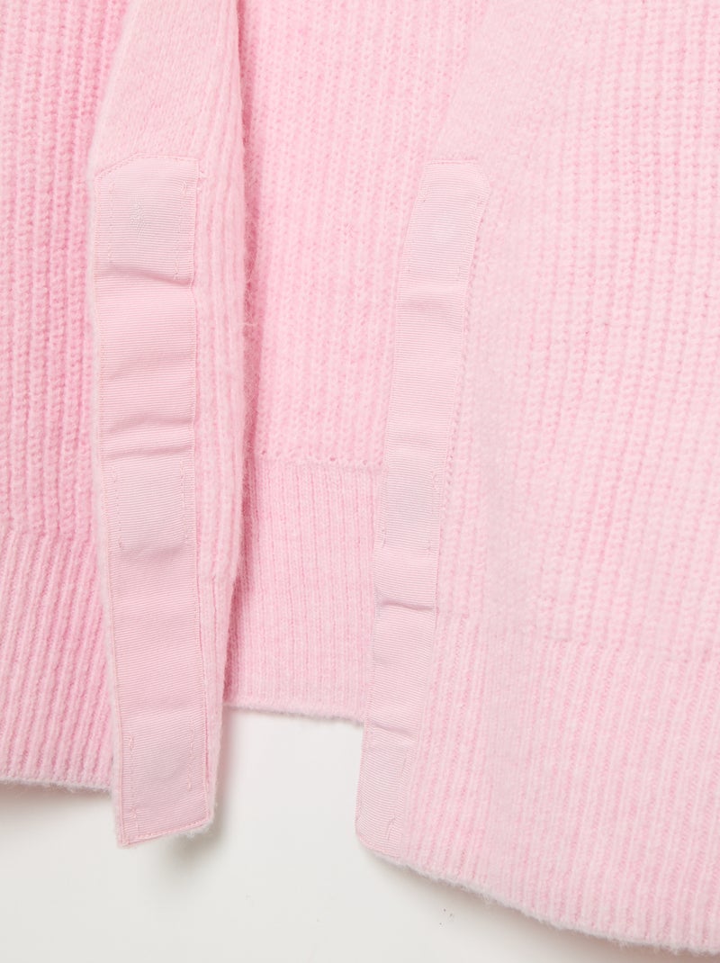 Cardigan tinta unita in maglia grossa facile da indossare Rosa - Kiabi