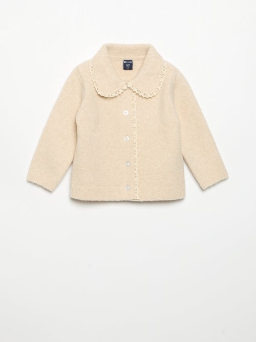 Cardigan with delicate lace trim - Kiabi