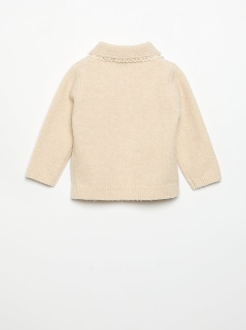 Cardigan with delicate lace trim - Kiabi