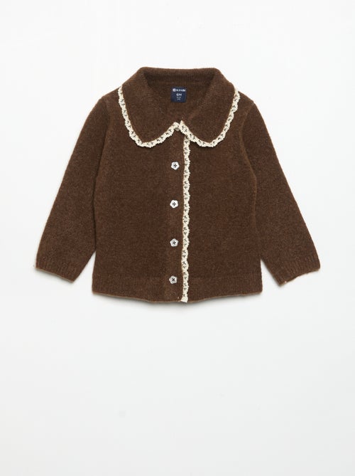 Cardigan with delicate lace trim - Kiabi