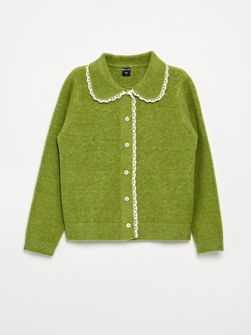 Cardigan with fancy buttons and Peter Pan collar - Kiabi