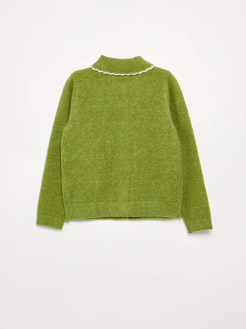 Cardigan with fancy buttons and Peter Pan collar Green - Kiabi