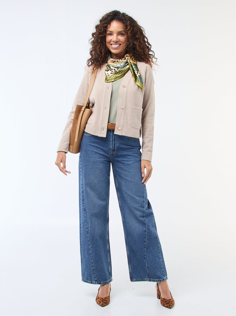 Cardigan with Gold Button Fastening Brown - Kiabi