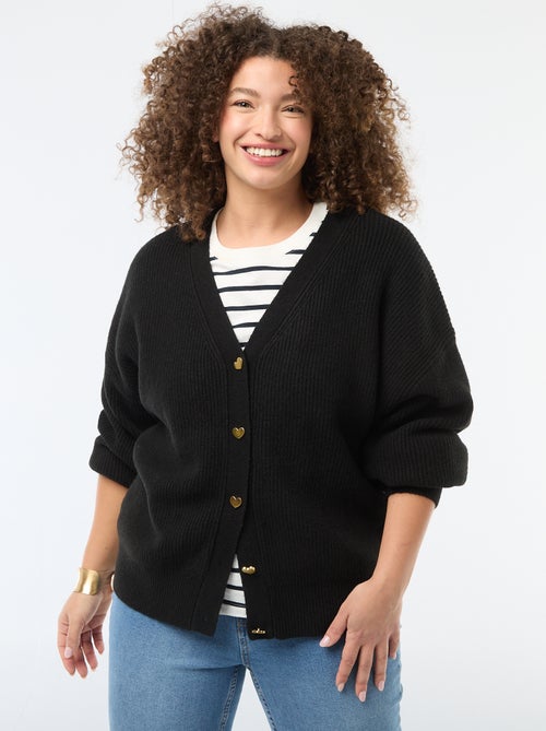 Cardigan with Heart-Shaped Button Closure - Kiabi