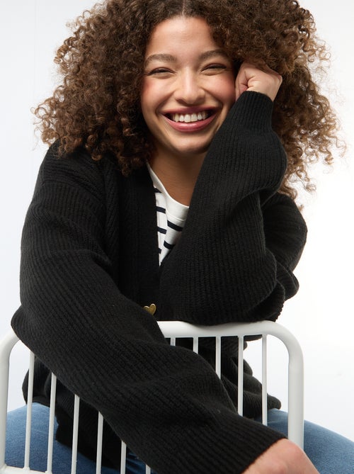 Cardigan with Heart-Shaped Button Closure - Kiabi