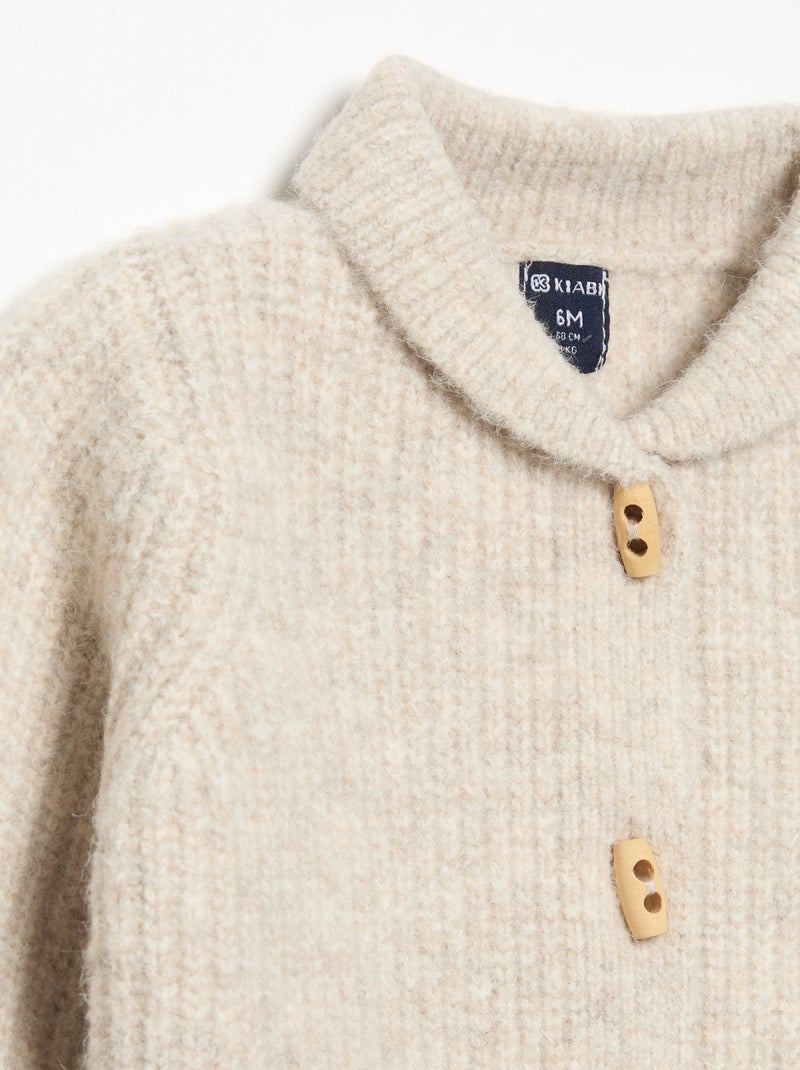 Cardigan with shawl collar Beige - Kiabi