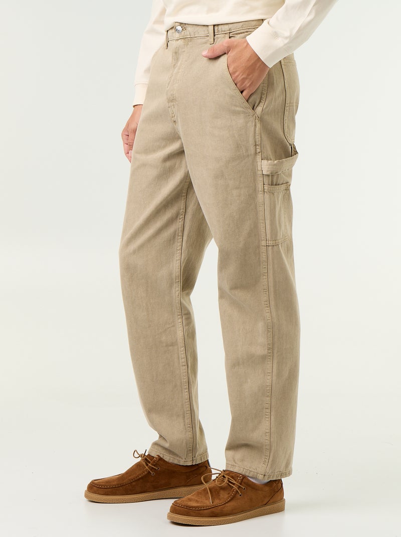 Carpenter style denim trousers Beige - Kiabi