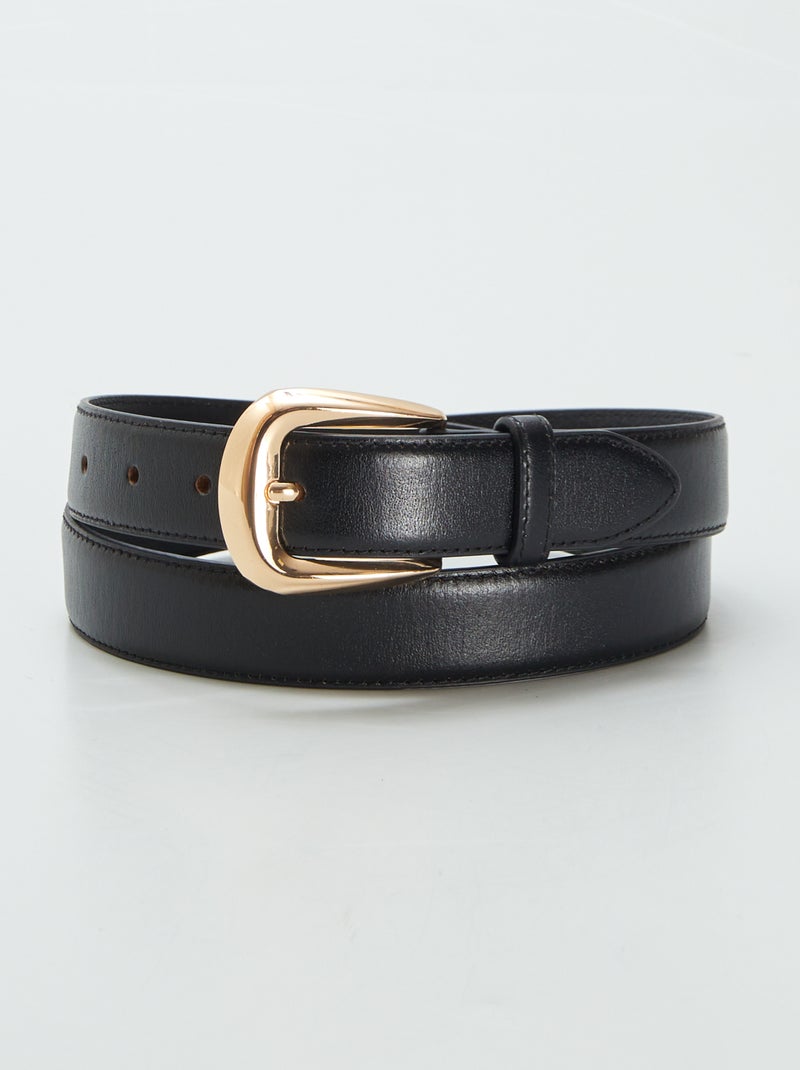 Ceinture basique en cuir Noir - Kiabi