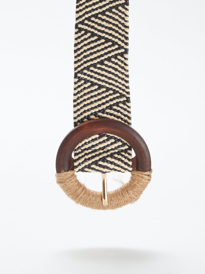 Ceinture bicolore effet tressé NOIR - Kiabi
