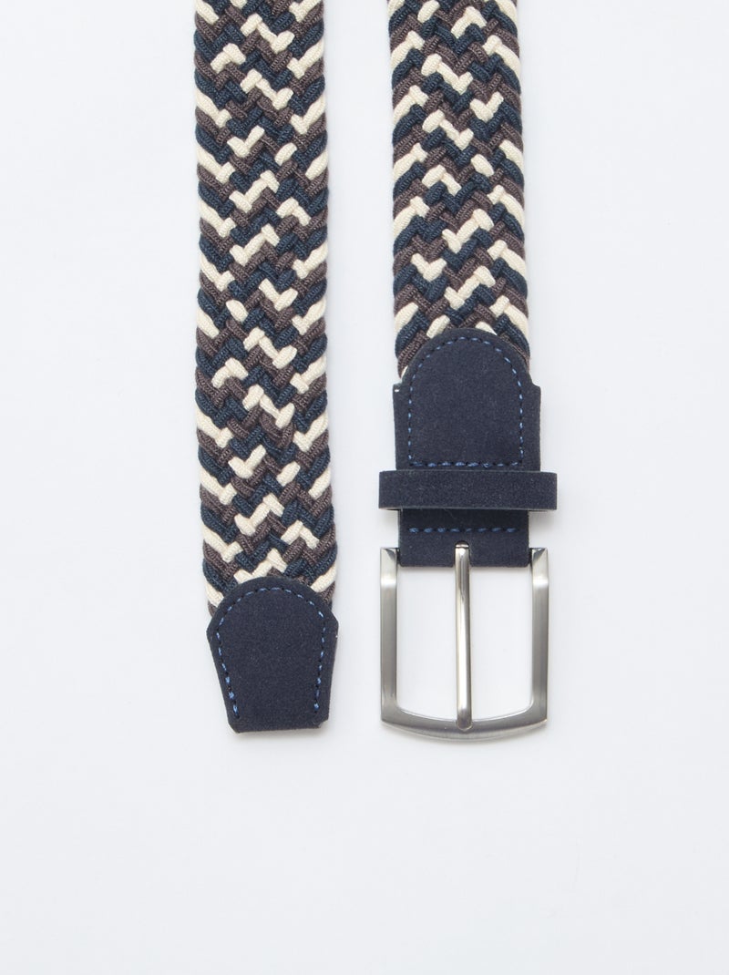 Ceinture élastiquée tressée bicolore Bleu - Kiabi