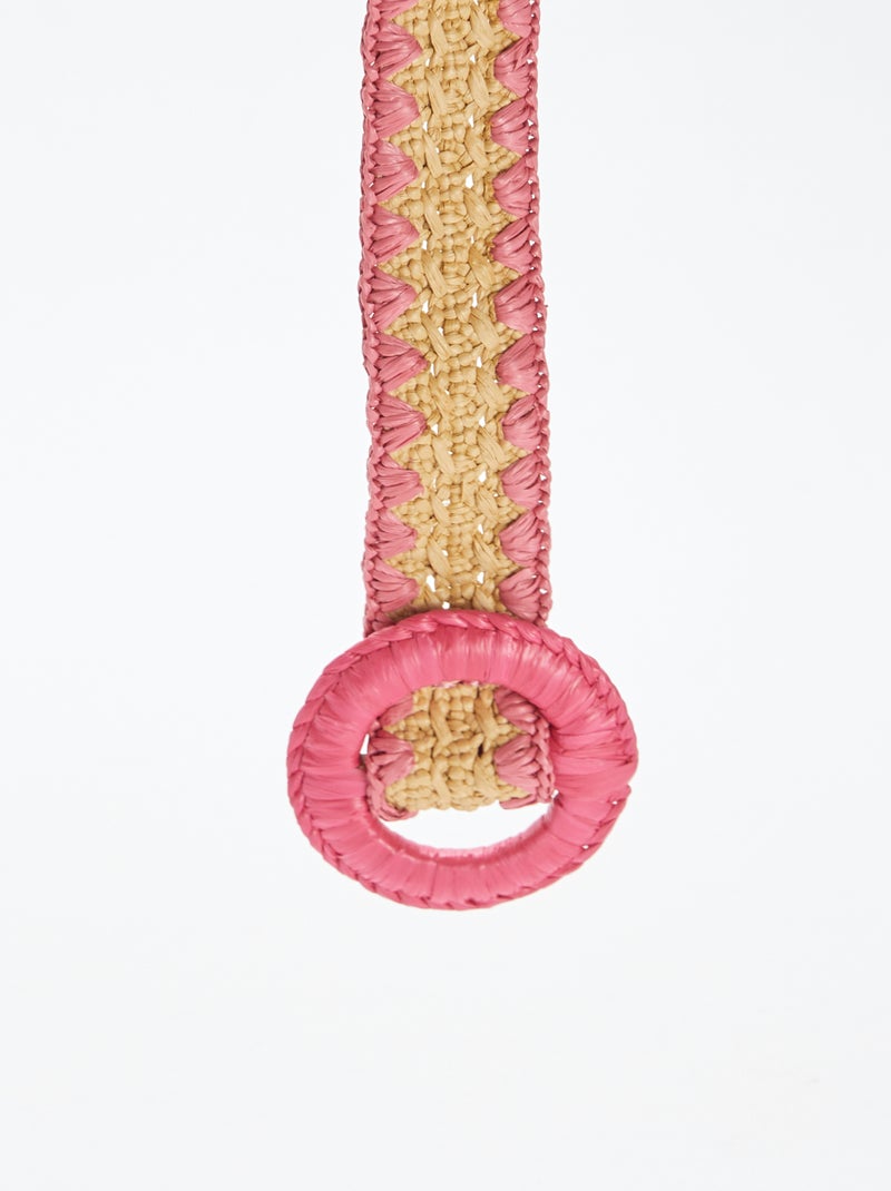 Ceinture en paille bicolore ROSE - Kiabi