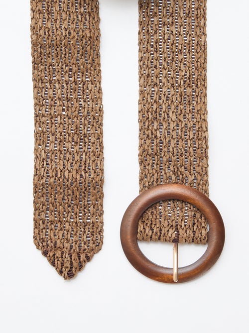 Ceinture tressée avec boucle en bois - Kiabi