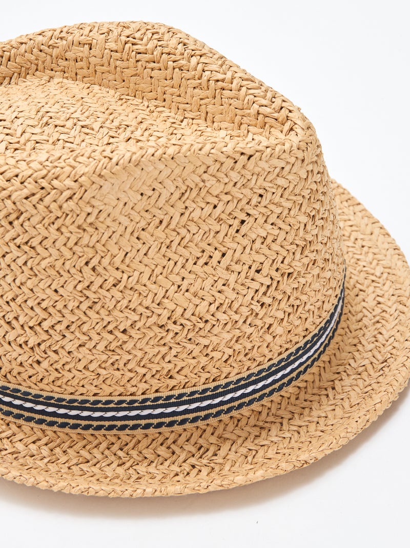 Chapeau de paille en papier tressé Beige - Kiabi