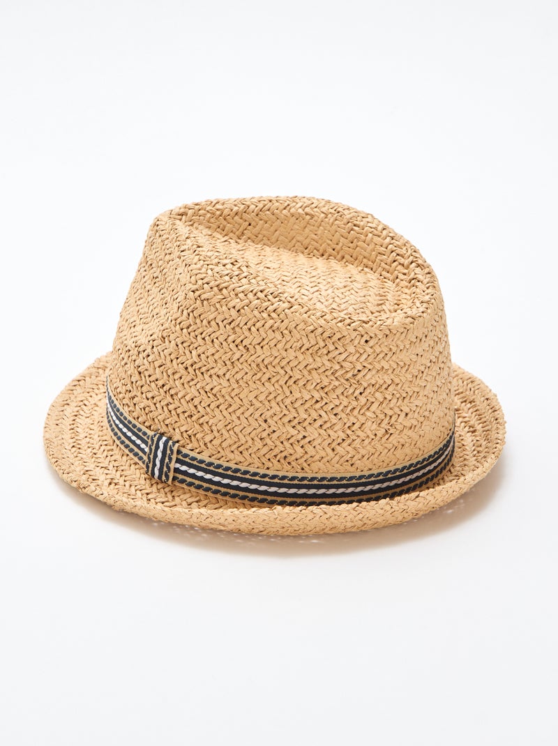 Chapeau de paille en papier tressé Beige - Kiabi