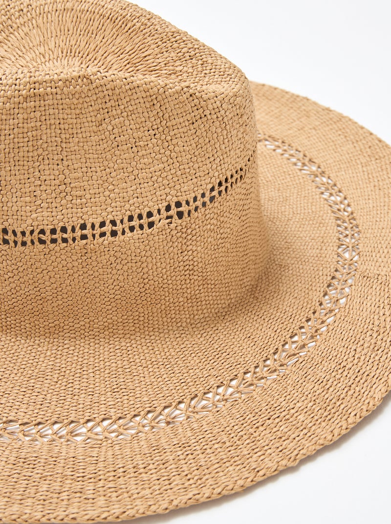 Chapeau de paille forme Borsalino Beige - Kiabi