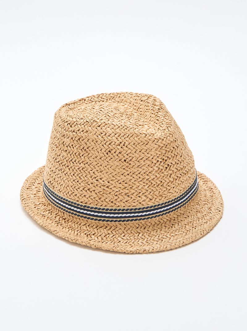 Chapeau de paille forme Borsalino Beige - Kiabi