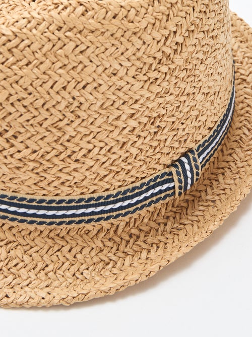 Chapeau de paille forme Borsalino - Kiabi