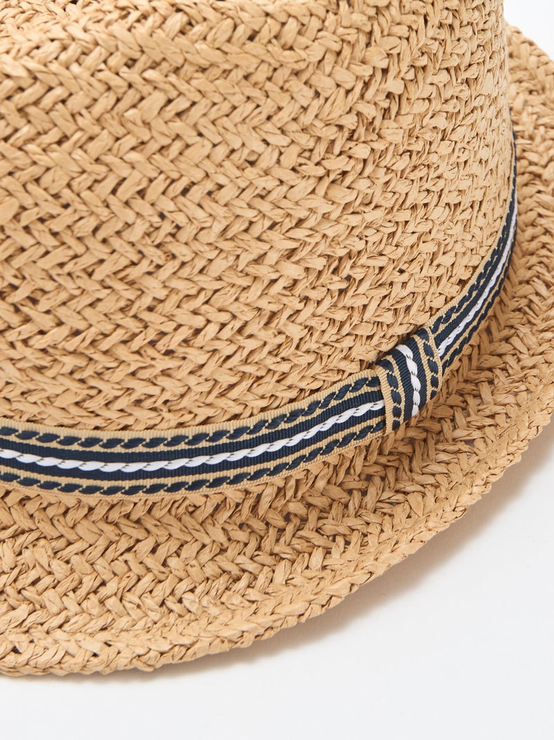 Chapeau de paille forme Borsalino Beige - Kiabi