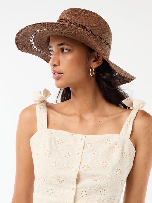 Chapeau de paille forme Borsalino - Kiabi