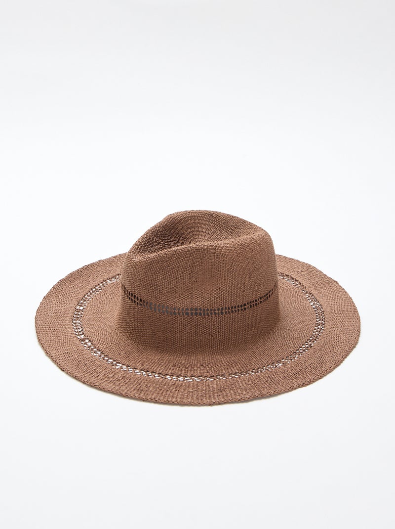 Chapeau de paille forme Borsalino Marron - Kiabi