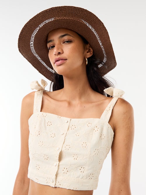 Chapeau de paille forme Borsalino - Kiabi