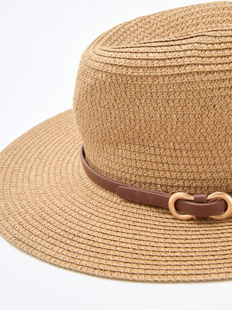 Chapeau de paille forme panama Beige - Kiabi