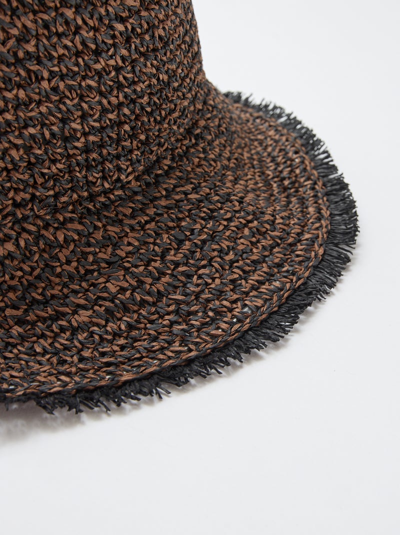 Chapeau forme cloche en paille Marron - Kiabi