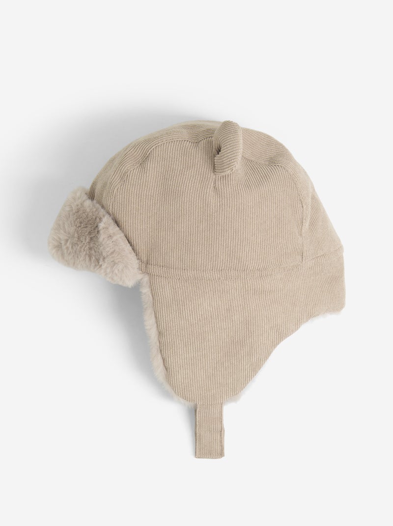 Chapka foderata con orecchie fantasiose sulla parte superiore Beige - Kiabi