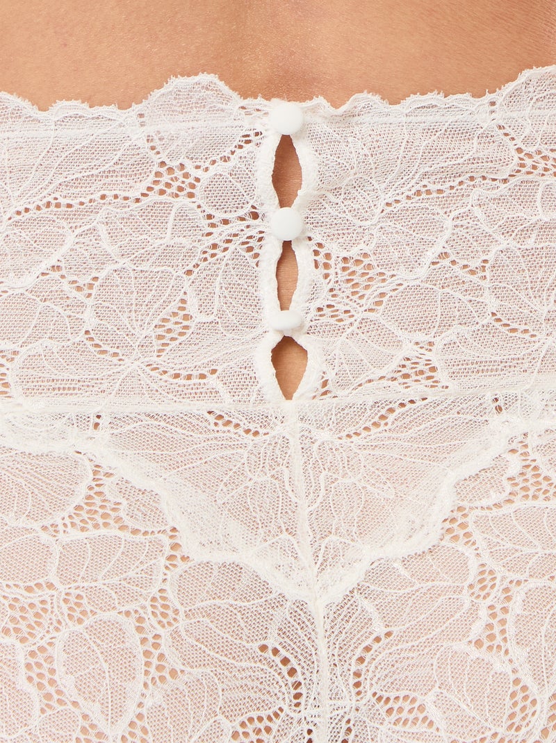 Charming High-Waisted Floral Lace Briefs White - Kiabi