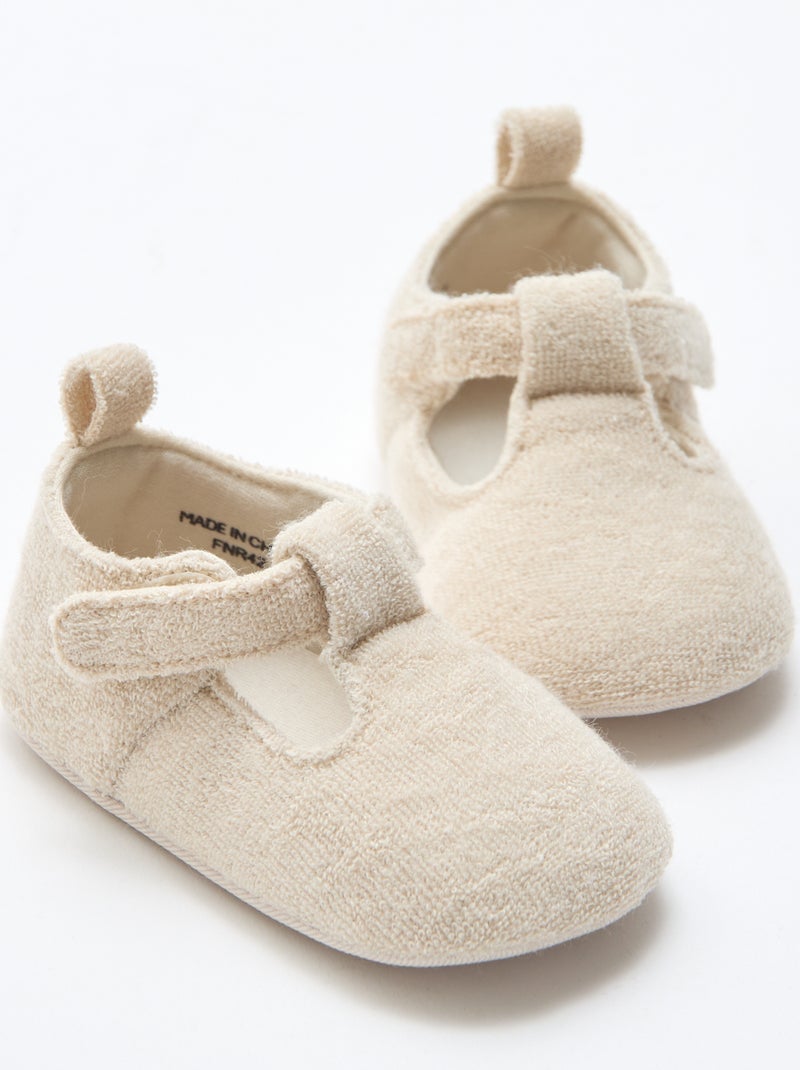 Chaussons ballerines en éponge Beige - Kiabi