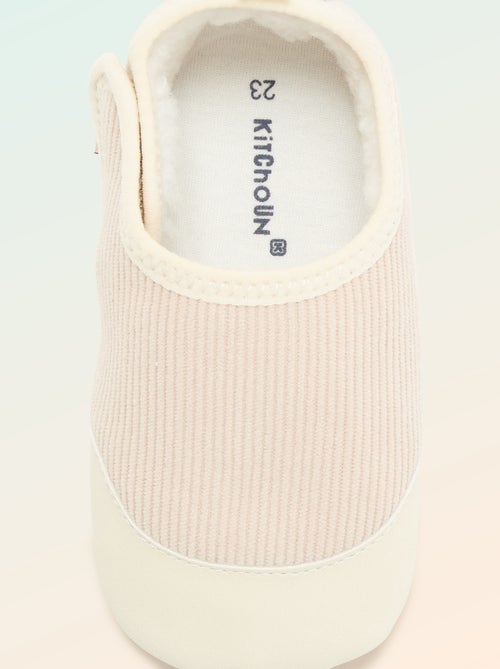 Chaussons côtelés à scratchs - 'Kitchoun' - Kiabi