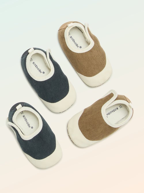 Chaussons côtelés à scratchs - Motricité 2 '4 pattes' - 'Kitchoun' - Kiabi Chaussons côtelés à scratchs - Motricité 2 '4 pattes' - 'Kitchoun' - Kiabi