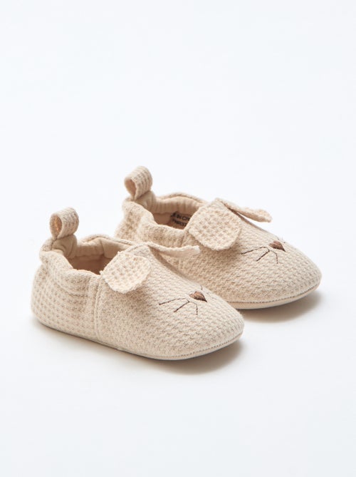 Chaussons en gaze de coton + oreilles animaux - Kiabi