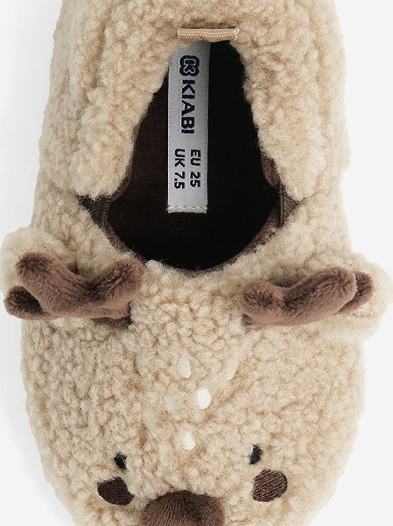 Chaussons en matière moutonnée Marron - Kiabi