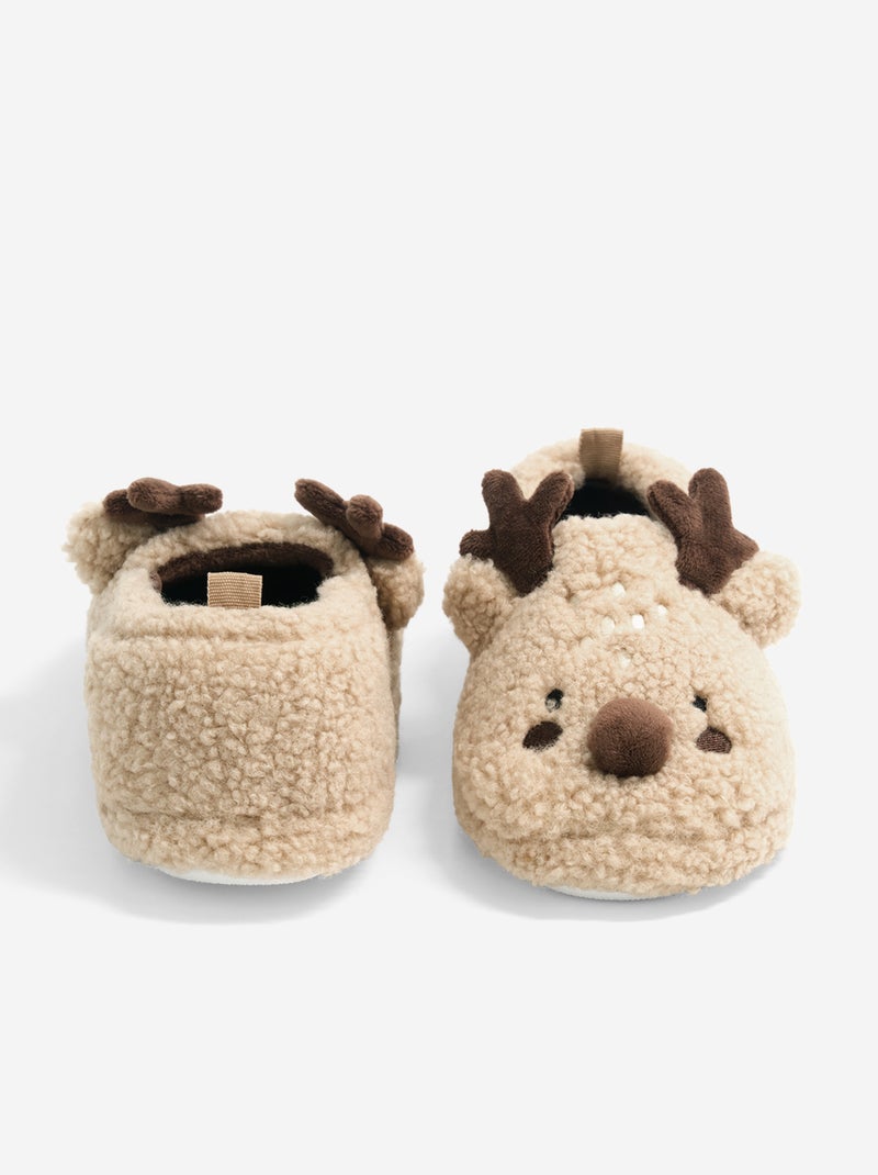 Chaussons en matière moutonnée Marron - Kiabi
