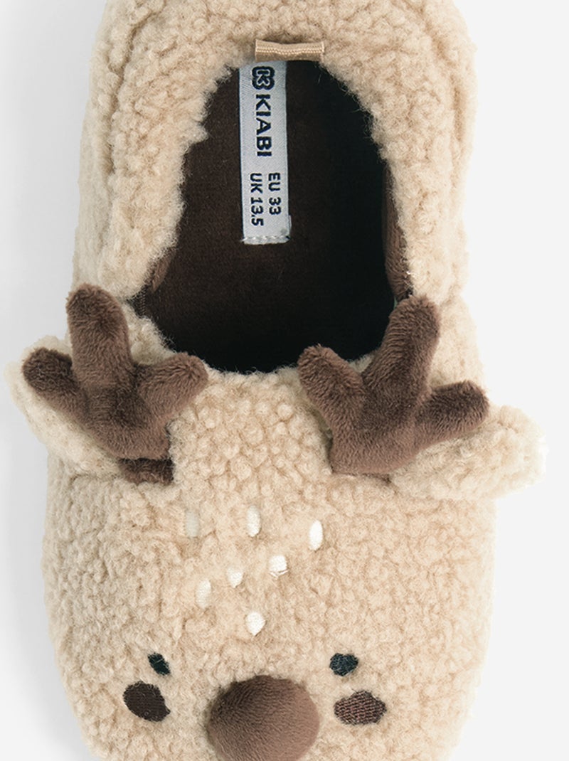 Chaussons en matière moutonnée Marron - Kiabi