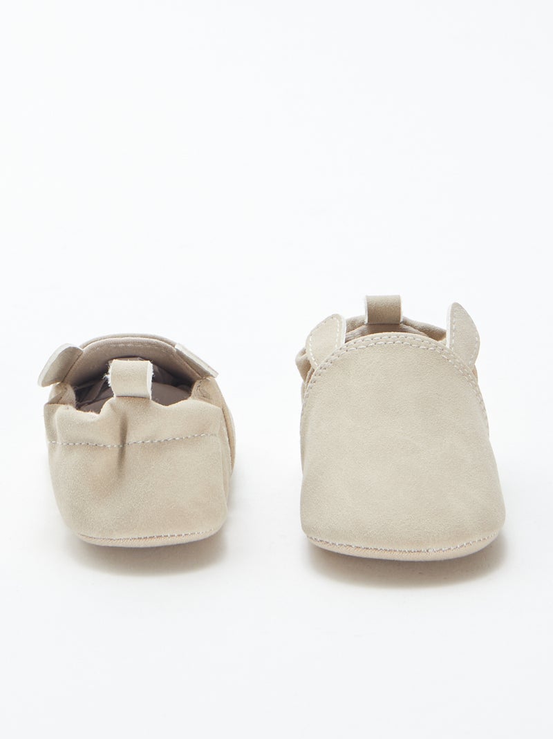 Chaussons en suédine avec oreilles en relief Beige - Kiabi