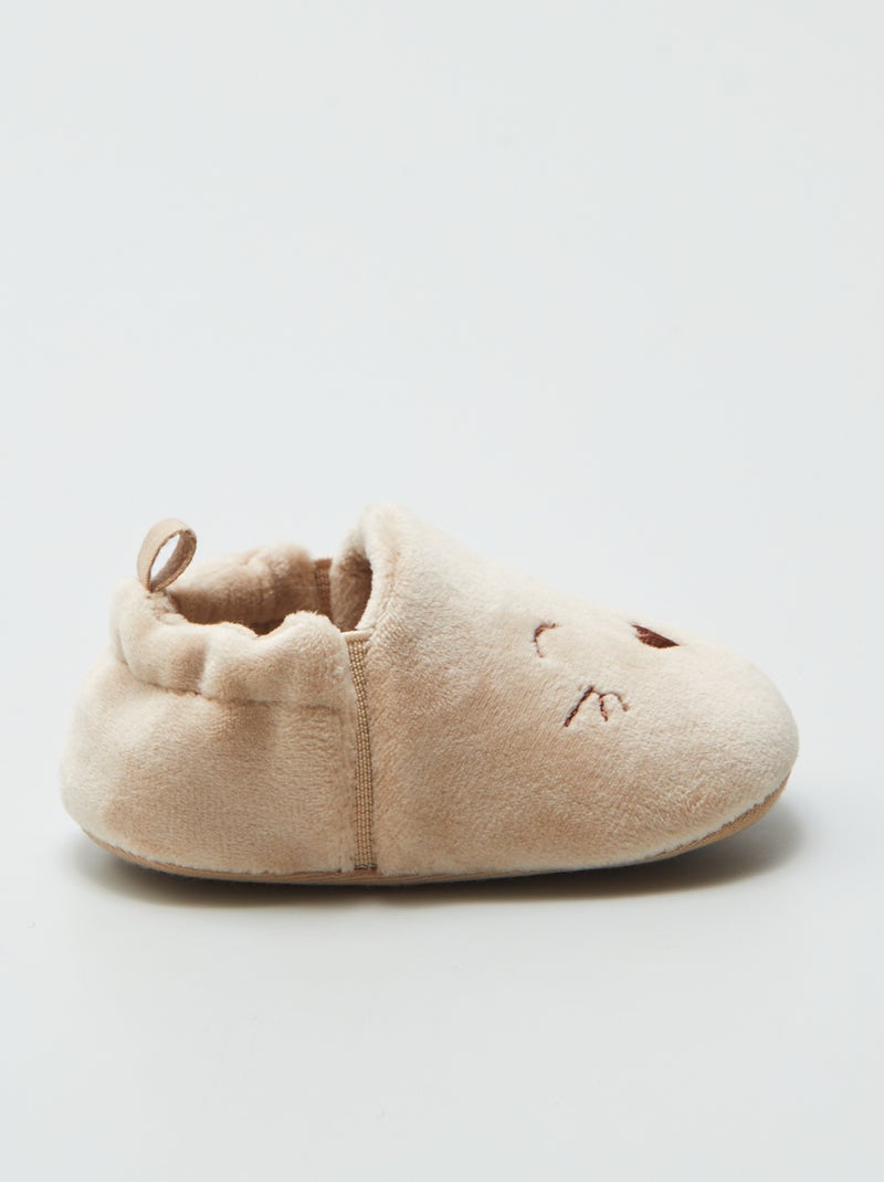 Chaussons en velours Beige - Kiabi