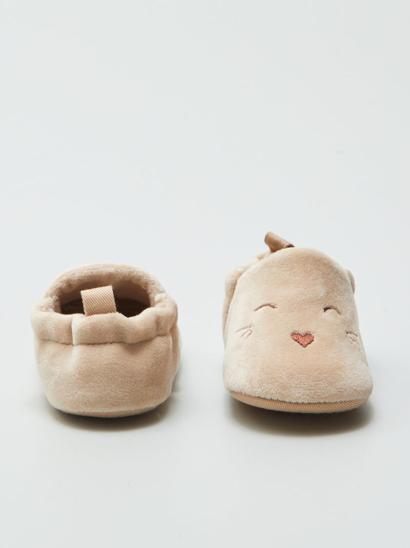 Chaussons en velours Beige - Kiabi